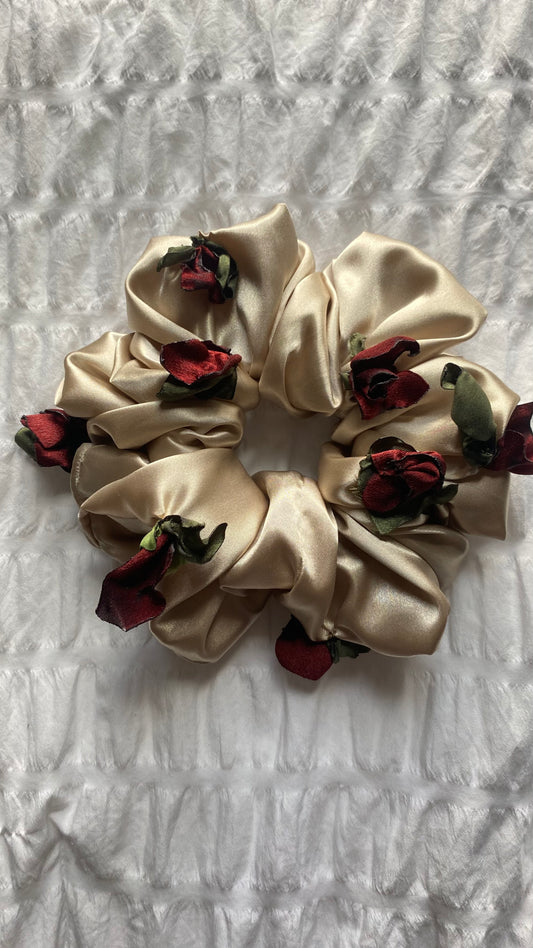 Dramatic Size Handmade Wilted Floral Scrunchie