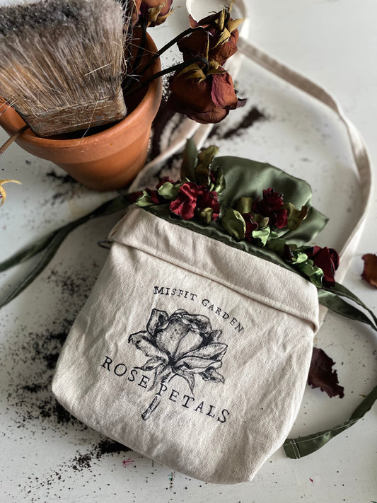 Wilted Floral  Handmade Drawstring Tote Purse | Misfit Garden collection