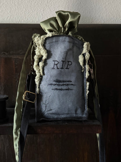 Handmade Drawstring Tote Purse | Gravestone